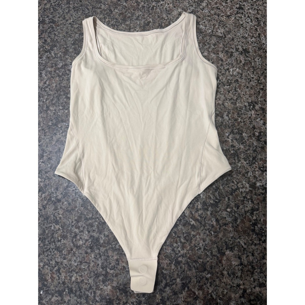 Lululemon Wundermost Ultra Soft Nulu Square Neck Bodysuit Cream Beige Sleeveless